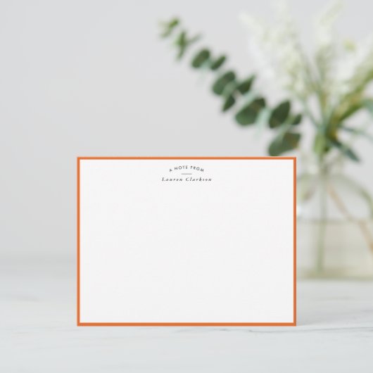 Modern Orange Border Personalized Note Card 招待状 (スタンド正面)