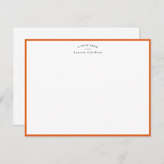 Modern Orange Border Personalized Note Card 招待状 (正面/裏面)