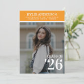 Modern Orange College Graduation Senior Photo 招待状 (スタンド正面)