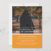 Modern Orange College Graduation Senior Photo 招待状 (裏面)