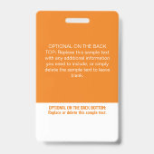 Modern Orange Color Block Professional Photo Name バッジ (裏面)