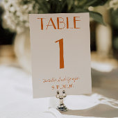 Modern Orange Cream Whimsical Wedding Table Number 招待状