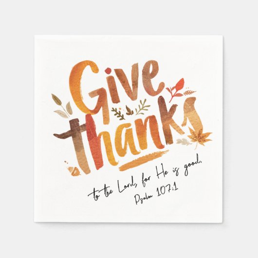 Modern Orange Fall Gratitude Blessing Brush Script スタンダードカクテルナプキン (正面)