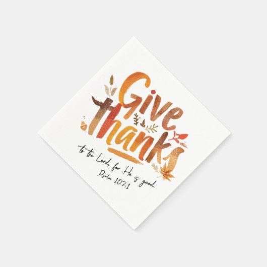 Modern Orange Fall Gratitude Blessing Brush Script スタンダードカクテルナプキン (角)