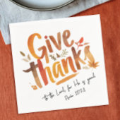 Modern Orange Fall Gratitude Blessing Brush Script スタンダードカクテルナプキン