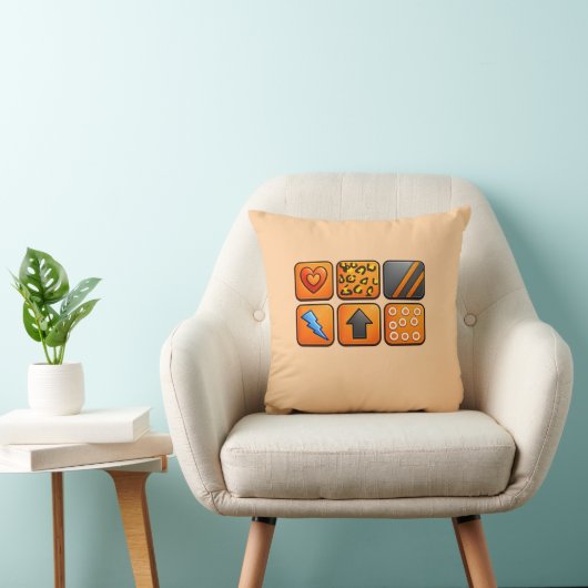 Modern Orange Geometric Design クッション (椅子)