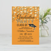 Modern ORANGE Gold Glitter GRADUATION Party 招待状 (スタンド正面)