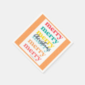 Modern Orange Gold Stars Colorful Merry Christmas スタンダードカクテルナプキン (角)