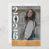 Modern Orange Graduation Cap Senior Photo 招待状 (正面)