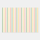Modern Orange, Green, Yellow Stripes and Polka Dot ラッピングペーパーシート (正面)