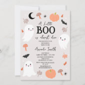 Modern Orange Little Boo Almost Due Baby Shower 招待状 (正面)