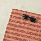 Modern Orange Mango Glitter Style Vertical Stripes ビーチタオル (インサイチュ)