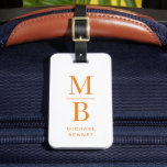 Modern Orange Monogram ラゲッジタグ<br><div class="desc">Modern Orange Monogram Luggage Tag.</div>