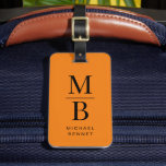 Modern Orange Monogram ラゲッジタグ<br><div class="desc">Modern Orange Monogram Luggage Tag.</div>