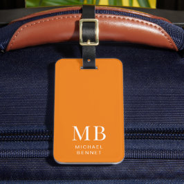 Modern Orange Monogram ラゲッジタグ