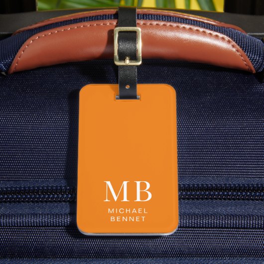 Modern Orange Monogram ラゲッジタグ (正面インサイチュ2)