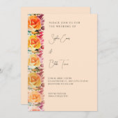 Modern Orange Ombre Roses Cream Wedding 招待状 (正面/裏面)