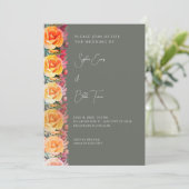 Modern Orange Ombre Roses Green Wedding 招待状 (スタンド正面)
