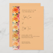Modern Orange Ombre Roses Orange Wedding 招待状 (正面/裏面)