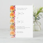 Modern Orange Ombre Roses White Wedding 招待状 (スタンド正面)