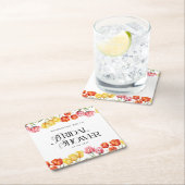 Modern Orange Pink  Tulips Floral Bridal Shower スクエアペーパーコースター (インサイチュ)