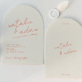 Modern Orange Retro Fun Whimsical Arched Wedding 招待状