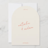 Modern Orange Retro Fun Whimsical Arched Wedding 招待状 (裏面)