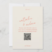 Modern Orange Retro Fun Whimsical QR Code Wedding 招待状 (裏面)