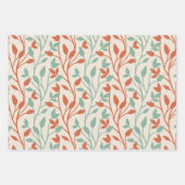 Modern Orange & Sage Botanical Vine Pattern ラッピングペーパーシート (正面2)