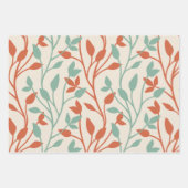 Modern Orange & Sage Botanical Vine Pattern ラッピングペーパーシート (正面)