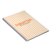 Modern Orange Striped Script Bridesmaid Name ノートブック (右側)