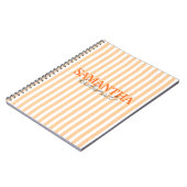 Modern Orange Striped Script Bridesmaid Name ノートブック (左側)