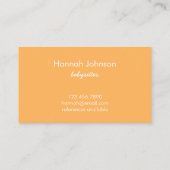 Modern Orange Sun Babysitter  Business Card 名刺 (裏面)