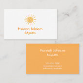 Modern Orange Sun Babysitter  Business Card 名刺 (正面/裏面)