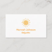 Modern Orange Sun Babysitter  Business Card 名刺 (正面)