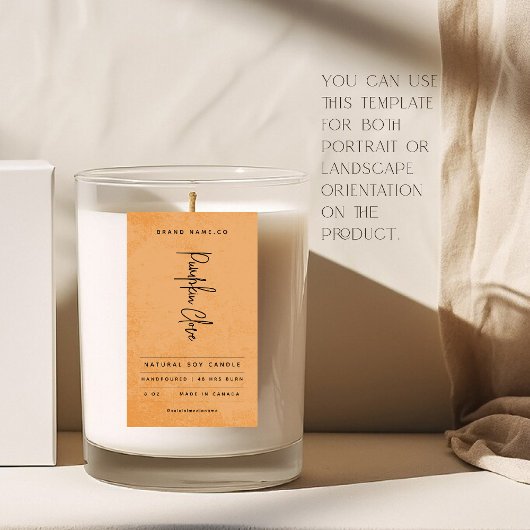 Modern Orange Tangerine Rustic Label 長方形シール