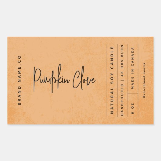 Modern Orange Tangerine Rustic Label 長方形シール (正面)