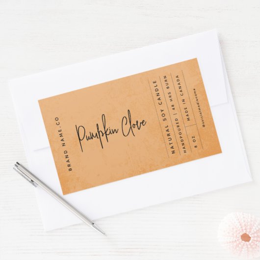 Modern Orange Tangerine Rustic Label 長方形シール (封筒)