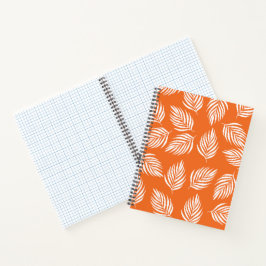 Modern Orange Tropical Leaf Pattern Notebook  ノートブック