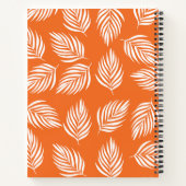 Modern Orange Tropical Leaf Pattern Notebook ノートブック (裏面)