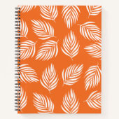 Modern Orange Tropical Leaf Pattern Notebook ノートブック (正面)
