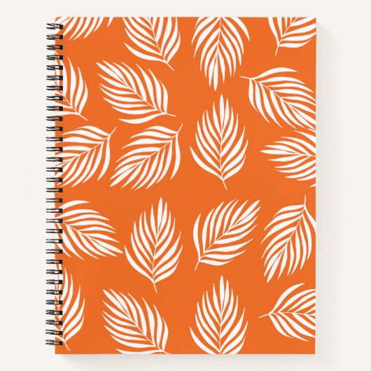 Modern Orange Tropical Leaf Pattern Notebook  ノートブック (正面)