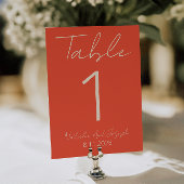 Modern Orange Whimsical Fun Wedding Table Number 招待状