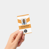 Modern Orange White Chevron Photo Employee ID バッジ (手持ち)
