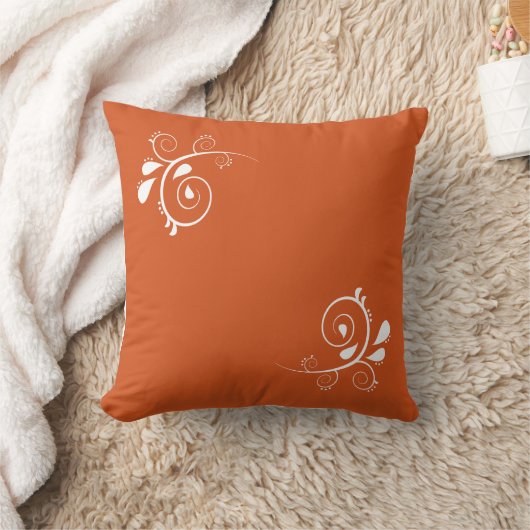 Modern Orange & White Square Pillow | Customizable クッション (ブランケット)