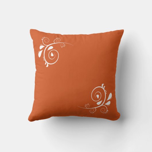 Modern Orange & White Square Pillow | Customizable クッション (裏面)