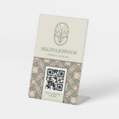 Modern Organic Botanical QR Code Pedestal Sign 台座サイン (正面)