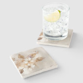 Modern Organic Floral Quiet Luxury ストーンコースター (横)