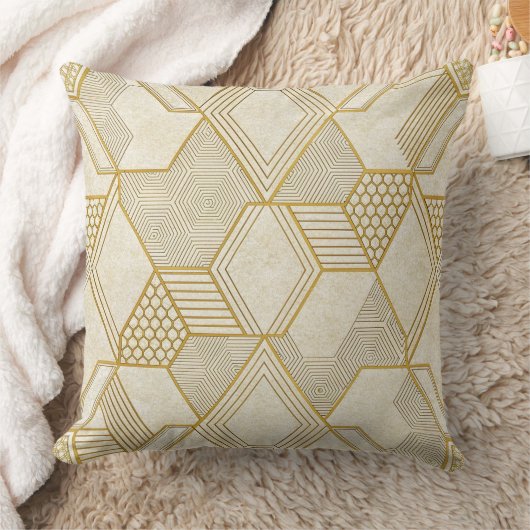 Modern Organic Hexagon Pattern | Cream and Beige 2 クッション (ブランケット)