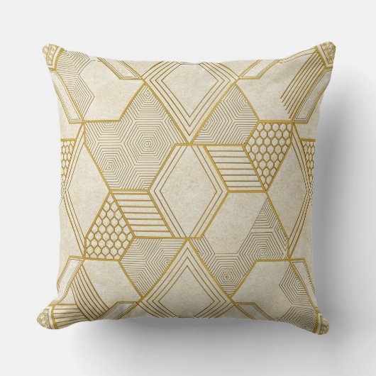 Modern Organic Hexagon Pattern | Cream and Beige 2 クッション (正面)